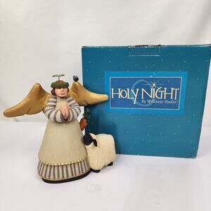 Williraye Studio 2005 Oh Holy Night Praying Angel Sheep Bluebird WW2536 w/Box
